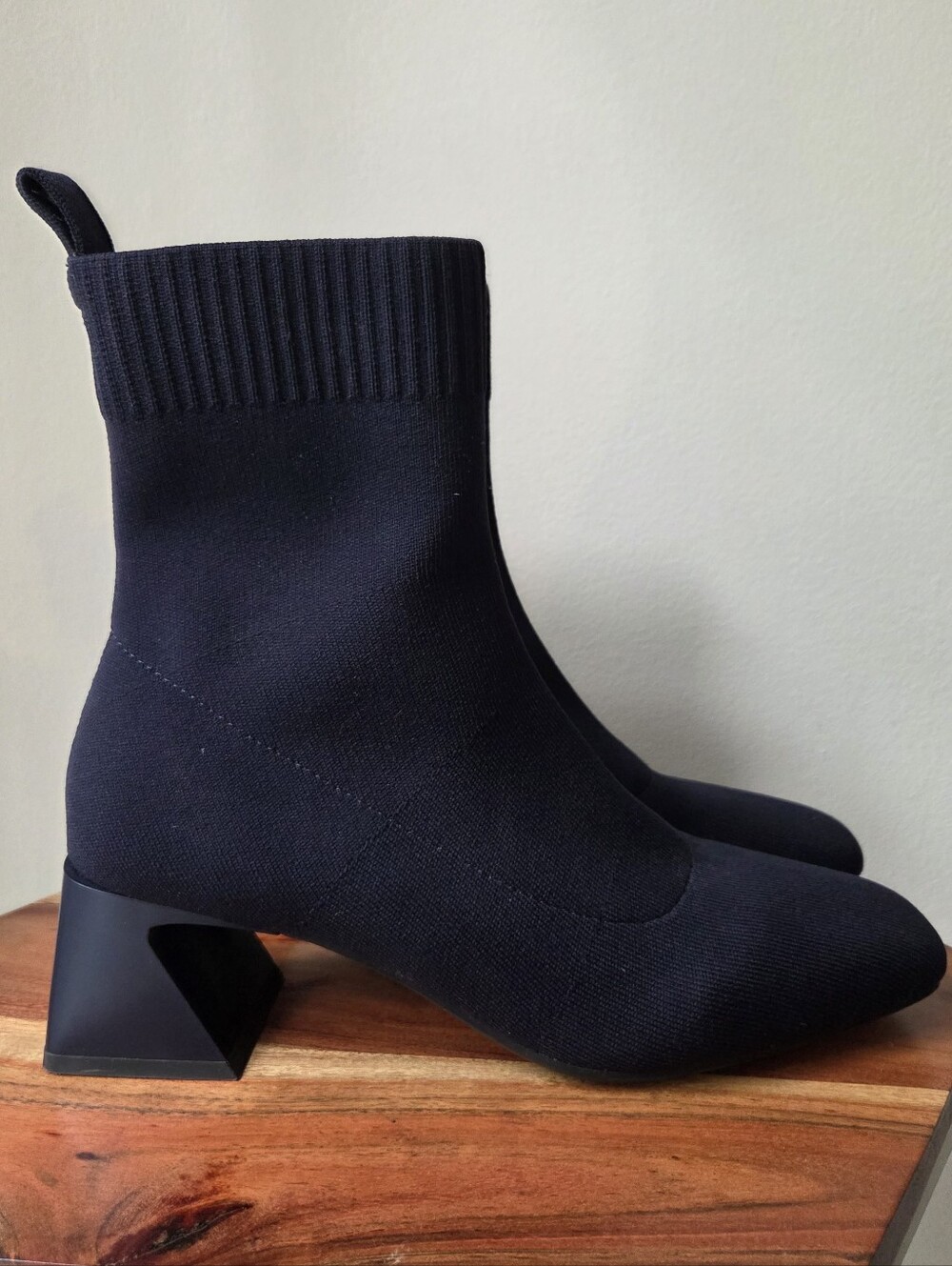 VIVAIA Regina Pro Square-Toe Water-Repellent Block Heeled Boots Navy Blue Sz 8 - Picture 4 of 10